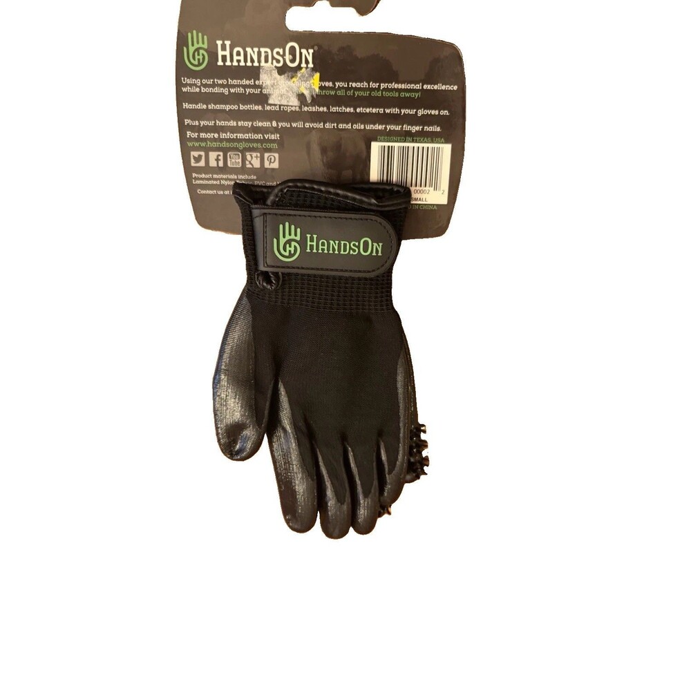 Hands On Grooming Shedding Bathing Gloves for Pets, Size S Black, Wet/Dry